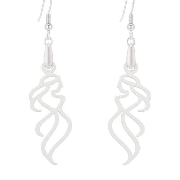 Woman Silhouette Dangle Earrings w/ 925 Silver Hooks – Lightweight 3D-Printed - Picture 4 of 4